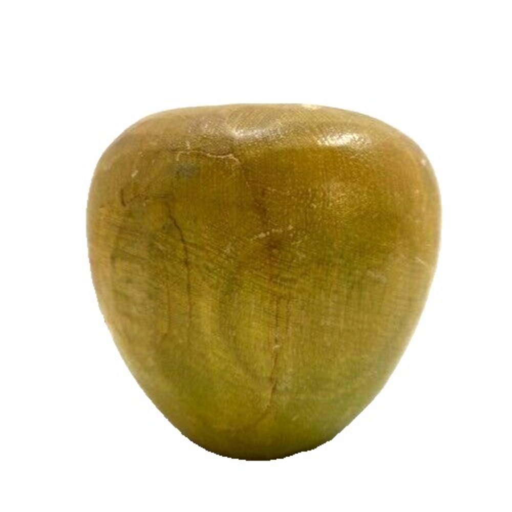 Vintage Hand Carved Wooden Apple Figurine Rustic Green Gold Farmhouse Decor 3"‎